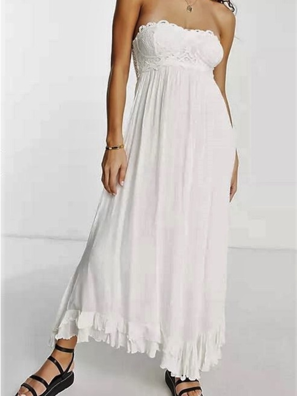 Free People Adella Corset Maxi Dress in Ivory
